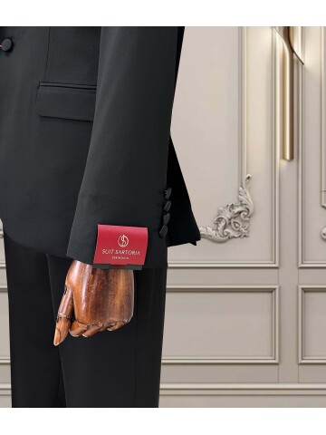 SUIT SARTORIA SİYAH ÇIKMA SİVRİ YAKA DAMATLIK 5062