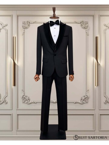 SUIT SARTORIA SİYAH ÇIKMA YAKA DAMATLIK 5079