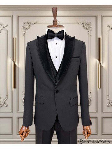 SUIT SARTORIA SİYAH ÇIKMA YAKA DAMATLIK 5079