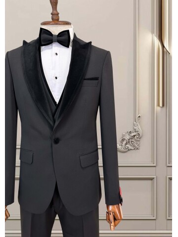 SUIT SARTORIA SİYAH ÇIKMA YAKA DAMATLIK 5079