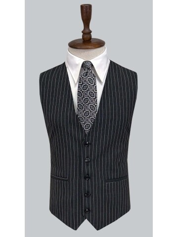SUIT SARTORIA SİYAH ÇİZGİLİ YELEKLİ TAKIM ELBİSE 2320