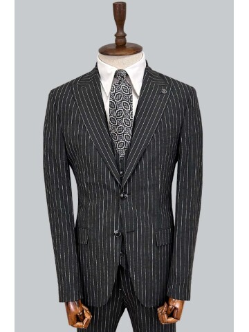 SUIT SARTORIA SİYAH ÇİZGİLİ YELEKLİ TAKIM ELBİSE 2320