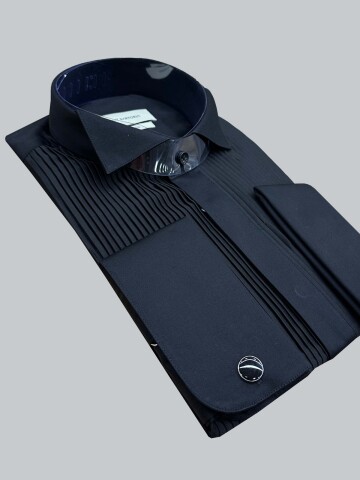 SUIT SARTORIA İNCE PİLİSELİ SİYAH SMOKİN GÖMLEK 6025