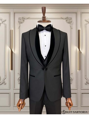 SUIT SARTORIA SİYAH HAKİM YAKA DAMATLIK 5755