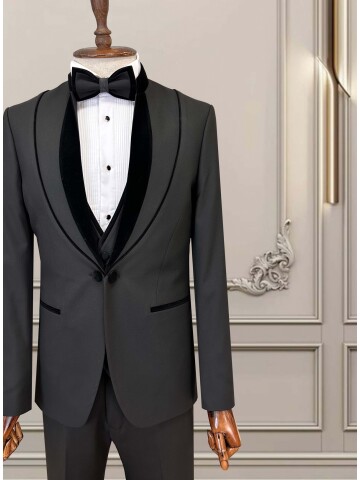 SUIT SARTORIA SİYAH HAKİM YAKA DAMATLIK 5755