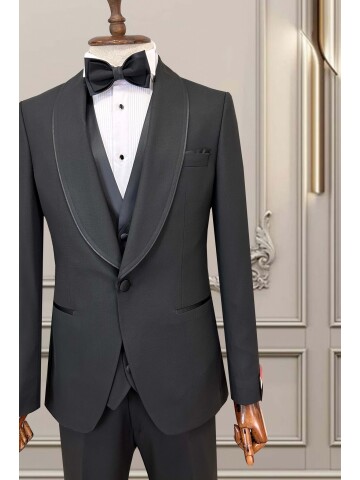 SUIT SARTORIA SİYAH ŞAL YAKA DAMATLIK 5645