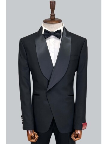 SUIT SARTORIA SİYAH ŞAL YAKA DAMATLIK 5703