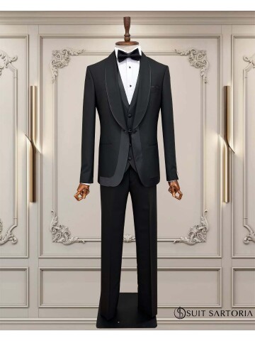 SUIT SARTORIA SİYAH ŞAL YAKA DAMATLIK 5706