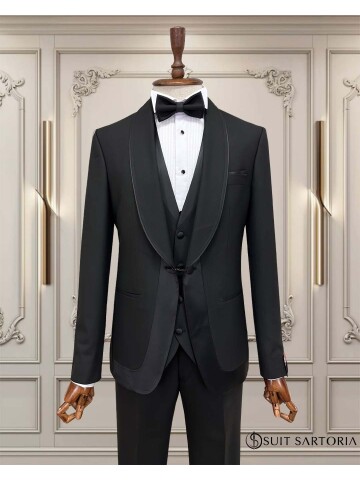 SUIT SARTORIA SİYAH ŞAL YAKA DAMATLIK 5706