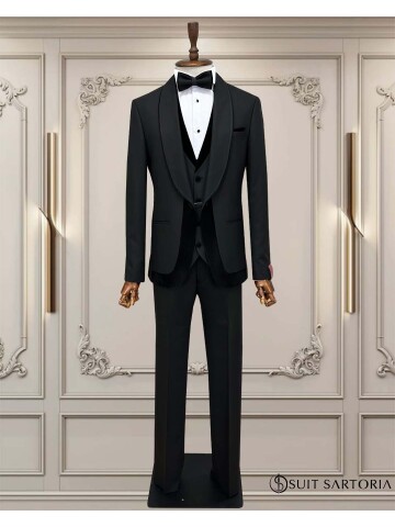SUIT SARTORIA SİYAH ŞAL YAKA DAMATLIK 5706