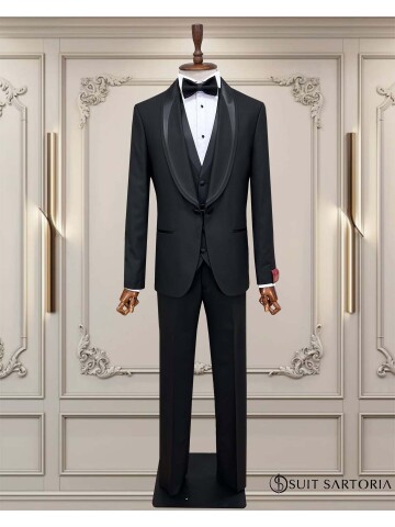 SUIT SARTORIA SİYAH ŞAL YAKA DAMATLIK 5707