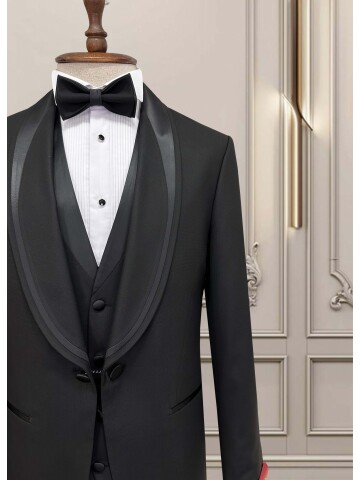 SUIT SARTORIA SİYAH ŞAL YAKA DAMATLIK 5707