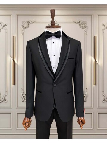 SUIT SARTORIA SİYAH ŞAL YAKA DAMATLIK 5726