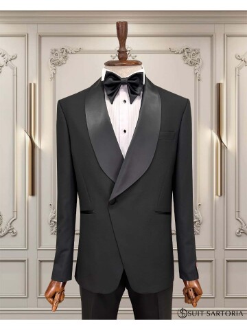 SUIT SARTORIA SİYAH ŞAL YAKA DAMATLIK 5732