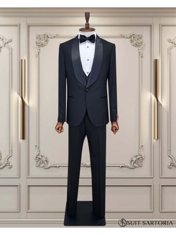 SUIT SARTORIA SİYAH ŞAL YAKA DAMATLIK 5736