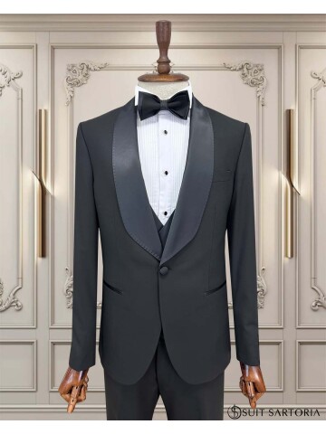 SUIT SARTORIA SİYAH ŞAL YAKA DAMATLIK 5736