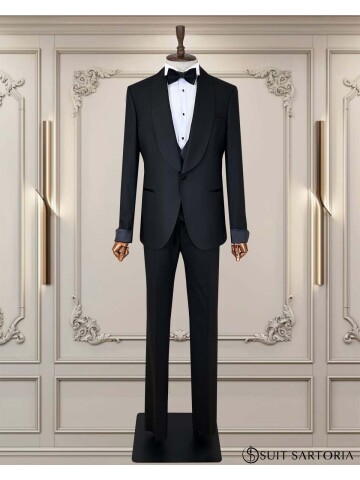 SUIT SARTORIA SİYAH ŞAL YAKA DAMATLIK 5740
