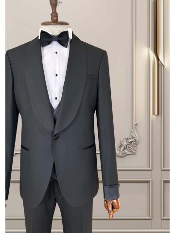 SUIT SARTORIA SİYAH ŞAL YAKA DAMATLIK 5740