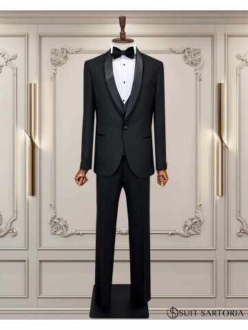 SUIT SARTORIA SİYAH ŞAL YAKA DAMATLIK 5742