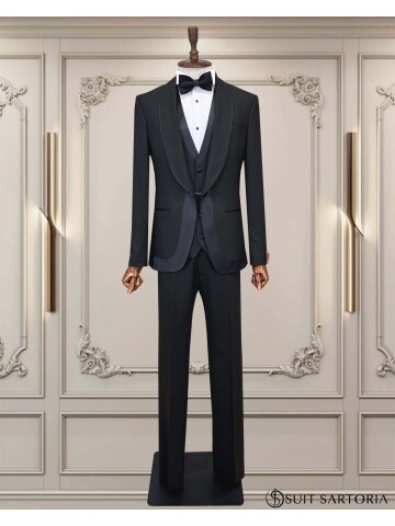 SUIT SARTORIA SİYAH ŞAL YAKA DAMATLIK 5748