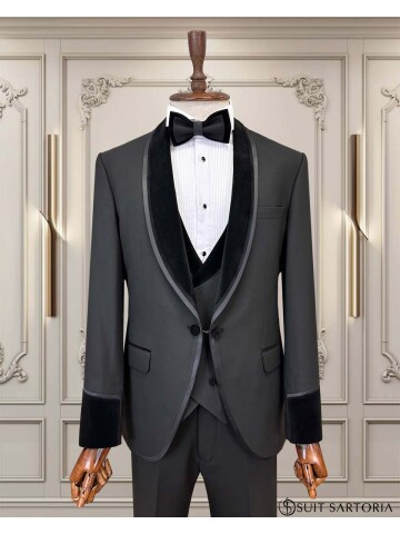SUIT SARTORIA SİYAH ŞAL YAKA DAMATLIK 5752