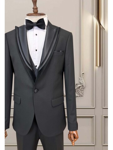 SUIT SARTORIA SİYAH SİVRİ ÇIKMA YAKA DAMATLIK 5065