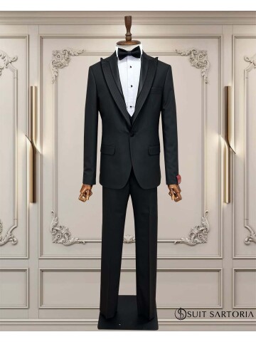 SUIT SARTORIA SİYAH SİVRİ ÇIKMA YAKA DAMATLIK 5708