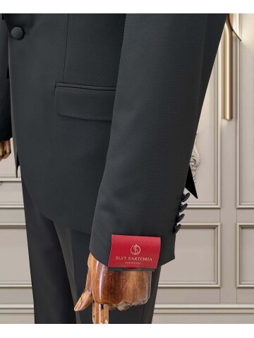 SUIT SARTORIA SİYAH SİVRİ ÇIKMA YAKA DAMATLIK 5708