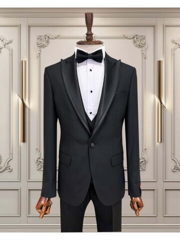 SUIT SARTORIA SİYAH SİVRİ YAKA DAMATLIK 5071