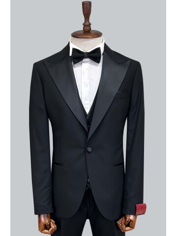 SUIT SARTORIA SİYAH SİVRİ YAKA DAMATLIK 5704