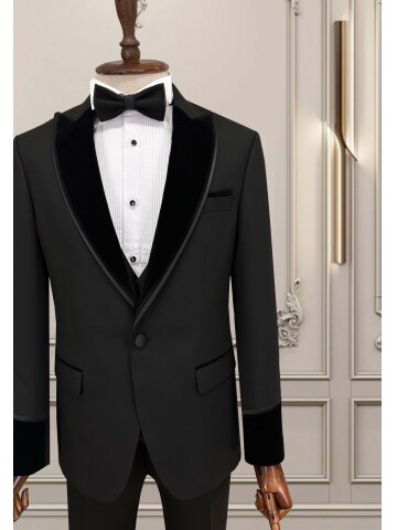 SUIT SARTORIA SİYAH SİVRİ YAKA DAMATLIK 5724