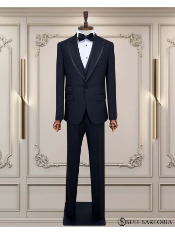 SUIT SARTORIA SİYAH SİVRİ YAKA DAMATLIK 5735