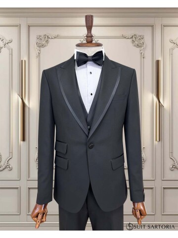 SUIT SARTORIA SİYAH SİVRİ YAKA DAMATLIK 5735