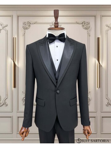 SUIT SARTORIA SİYAH SİVRİ YAKA DAMATLIK 5738