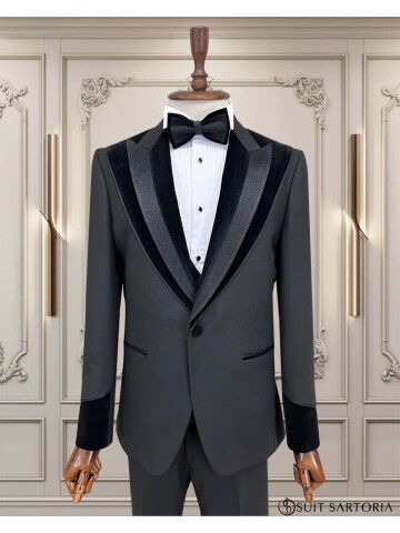 SUIT SARTORIA SİYAH SİVRİ YAKA DAMATLIK 5739