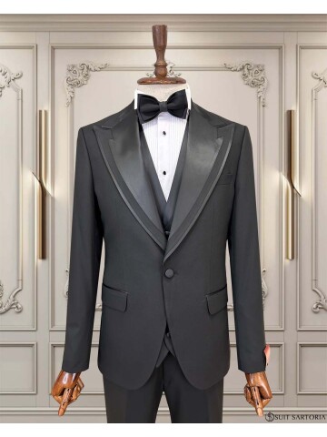 SUIT SARTORIA SİYAH SİVRİ YAKA DAMATLIK 5741