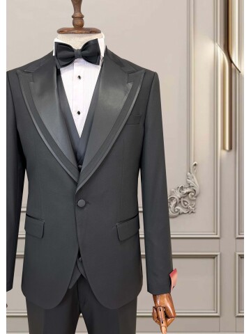 SUIT SARTORIA SİYAH SİVRİ YAKA DAMATLIK 5741