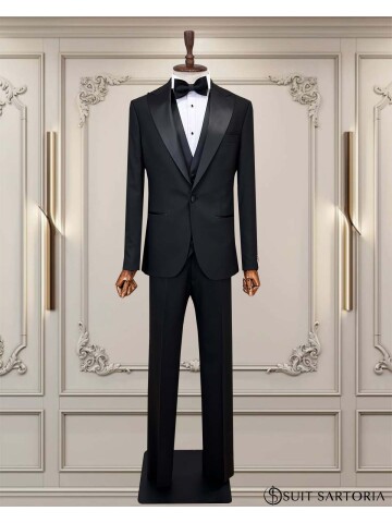 SUIT SARTORIA SİYAH SİVRİ YAKA DAMATLIK 5749
