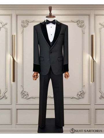 SUIT SARTORIA SİYAH SİVRİ YAKA DAMATLIK 5757