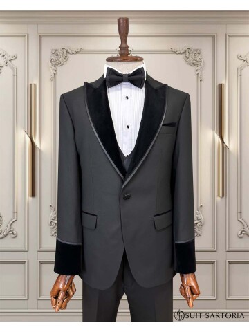 SUIT SARTORIA SİYAH SİVRİ YAKA DAMATLIK 5757