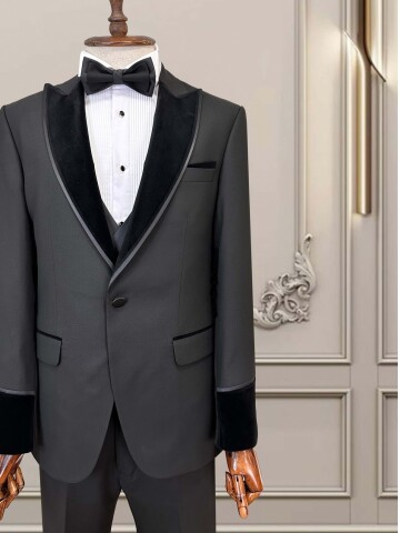 SUIT SARTORIA SİYAH SİVRİ YAKA DAMATLIK 5757