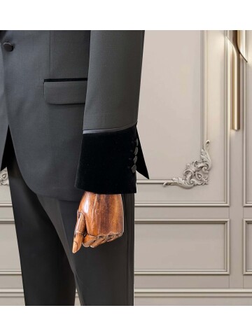 SUIT SARTORIA SİYAH SİVRİ YAKA DAMATLIK 5757