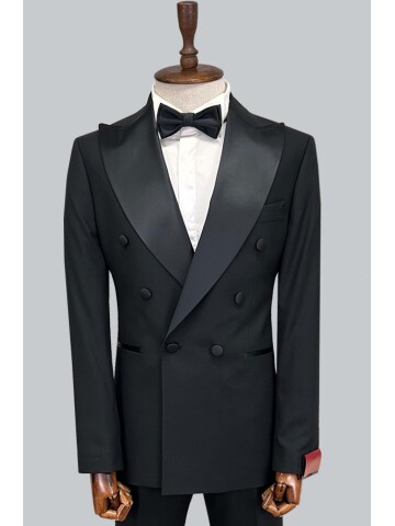 SUIT SARTORIA SİYAH SİVRİ YAKA KRUVAZE DAMATLIK 5702