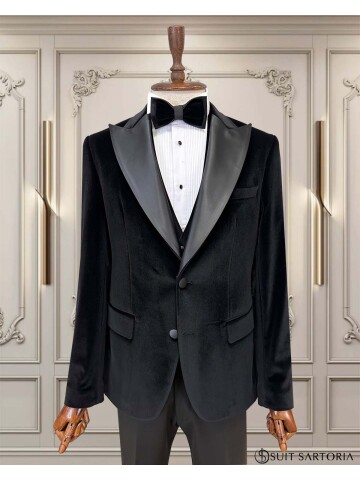 SUIT SARTORIA SİYAH YÜNLÜ DAMATLIK 5751