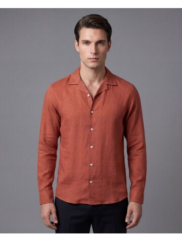 Taba Regular Kalıp %100 Keten Uzun Kollu Gömlek