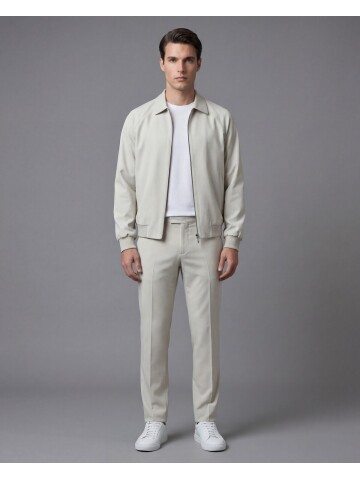 Taş Rengi Fermuarlı Gömlek Yaka Spor Takım