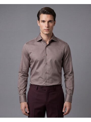 Vizon Slim Fit Uzun Kollu Klasik Yaka Gömlek