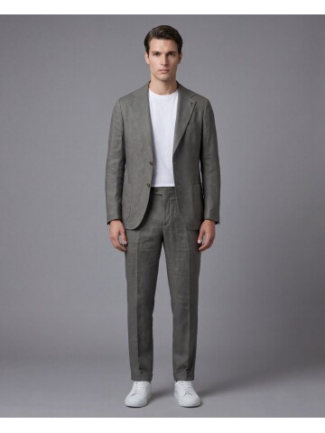 Yeşil Mono Yaka Comfort Fit Torba Cepli Takım Elbise