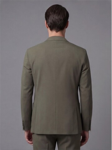 Yeşil Mono Yaka İki Düğmeli Takım Elbise