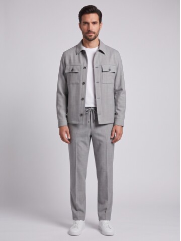 Light Grey Safari Jacket & Trousers Mens Set